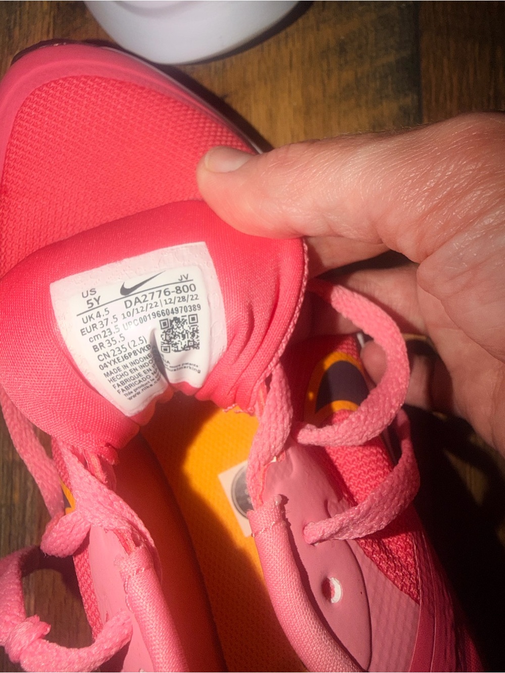 Bright Coral Nike Athletic Sneakers with Yellow Accents - Picture 4 of 4